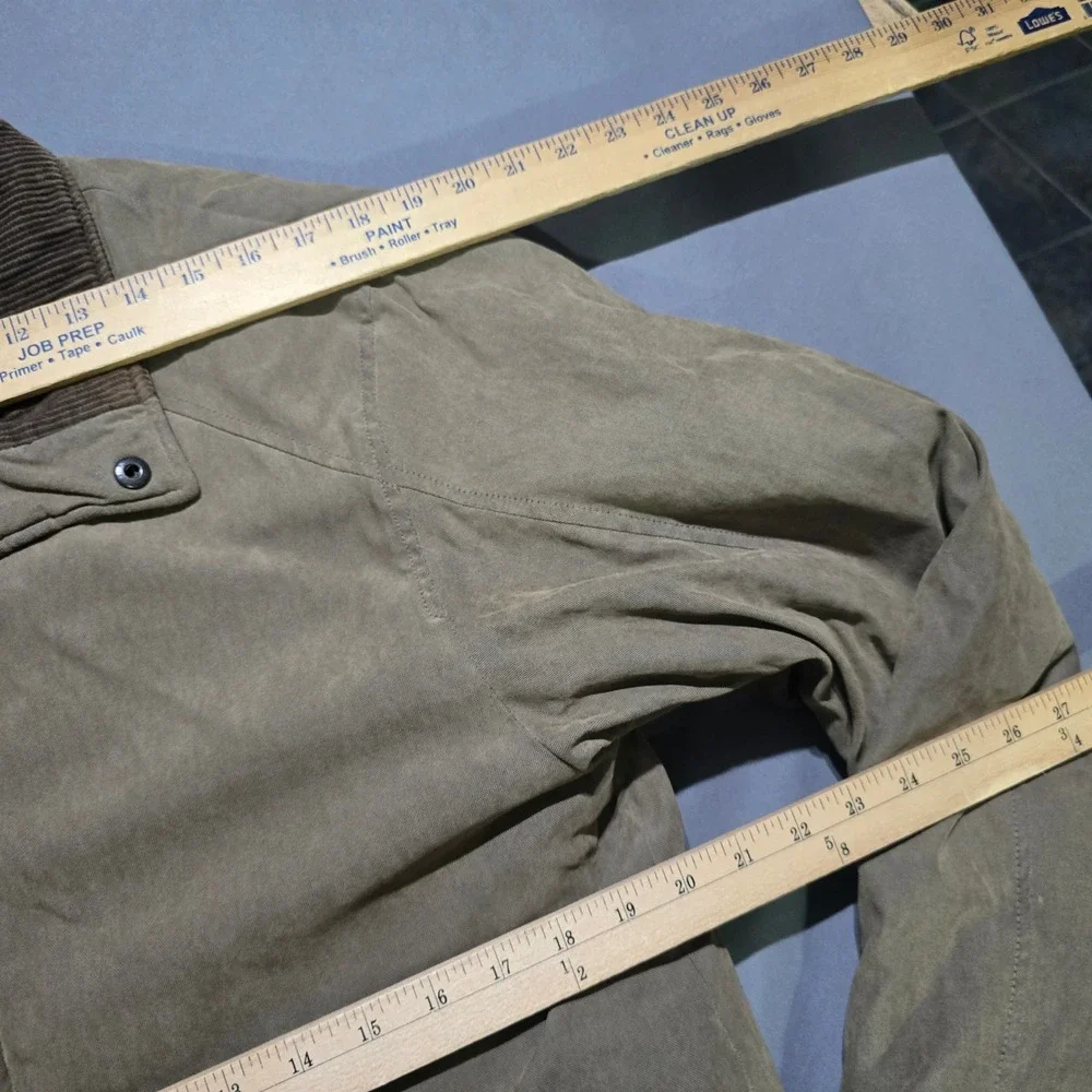 Cabela's Outfitter Series Jacket Men Small Olive Corduroy Trim Fleece Lined Coat